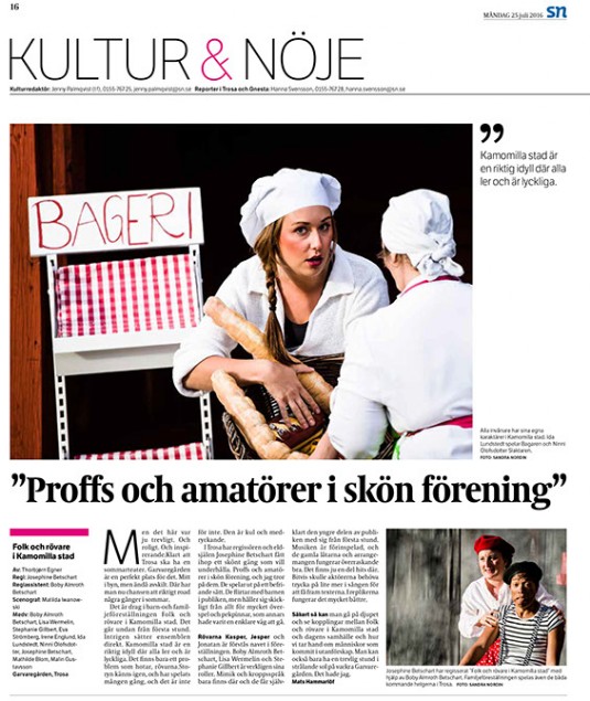 Artikel från Sörmlnds Nyheter 25 juli 2016 - Folk och Rövare