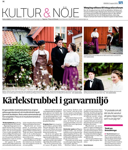 Artikel från Sörmlnds Nyheter 3 augusti 2016 - Missförstånd på Garvargränd